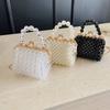 Luxury Clear Crystal Beaded Evening Clutch Handmade Transparent Beaded Mini Top-Handle Crossbody Bag for Wedding Party