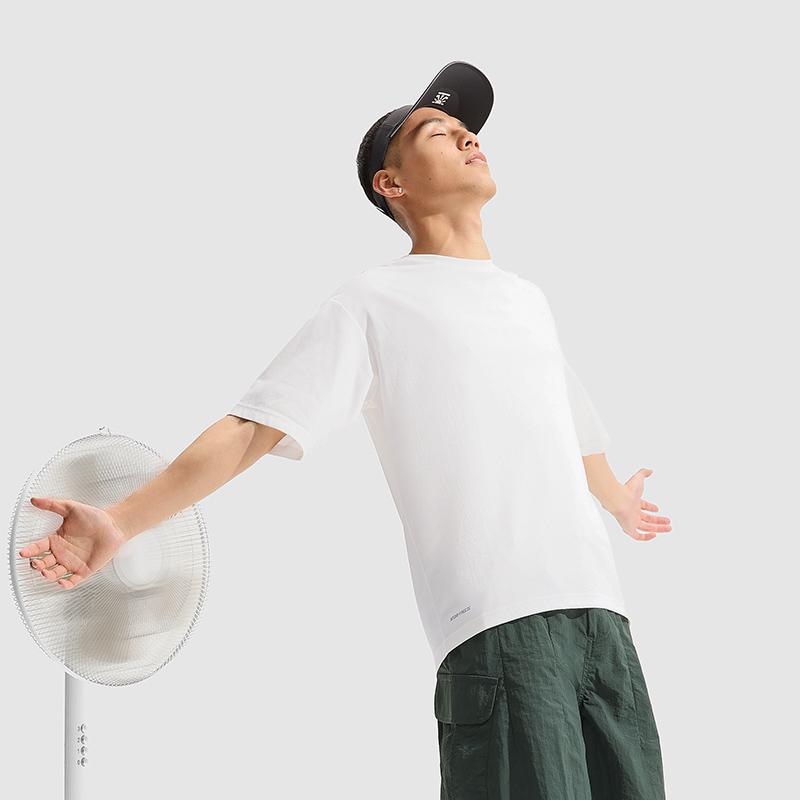 Li Ning Cool Tea T Ice Silk Quick Dry Cool Solid Color Round Neck Casual Sports Short Sleeve T-Shirt Men Tops Off-White ATSU731-3