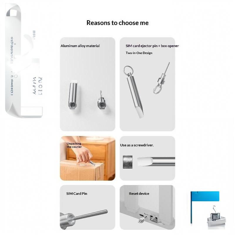 Silver Aluminum Alloy 2 In 1 Keychain Gadget Box Cutter Sim Eject Pin For Daily Carry Outdoor Travel Edc Use