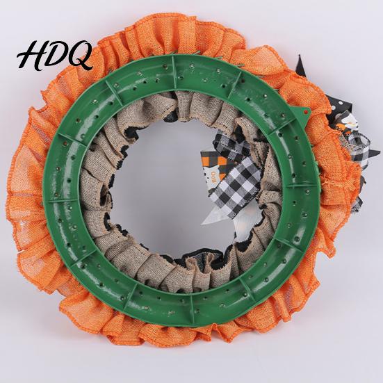 Shop Window Halloween Decor 15 Inch Wreath for Front Door, Rustic Ruffle with Door Ghost And Burlap Bow Fireplace Walls Windows Gothic Party