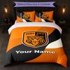 Set Biancheria da Letto Personalizzato Hull City con Nome Testo 1 Copripiumino+2 Federe Logo Calcio Regalo Personalizzato per Occasioni Speciali Decorazione Camera da Letto