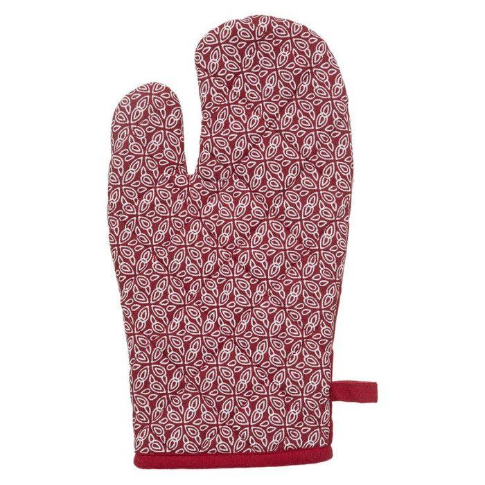 Gant + Manique imprimés 100% Coton - Rouge