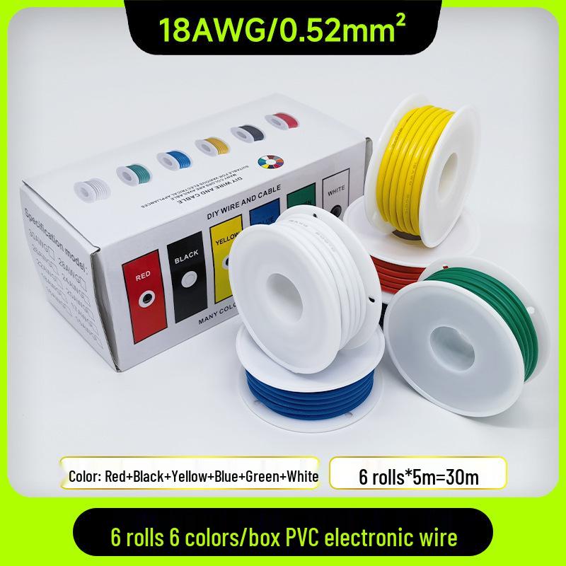 6-Roll PVC Tinned Copper Wire 30-16AWG for Automated Equipment & Electronics