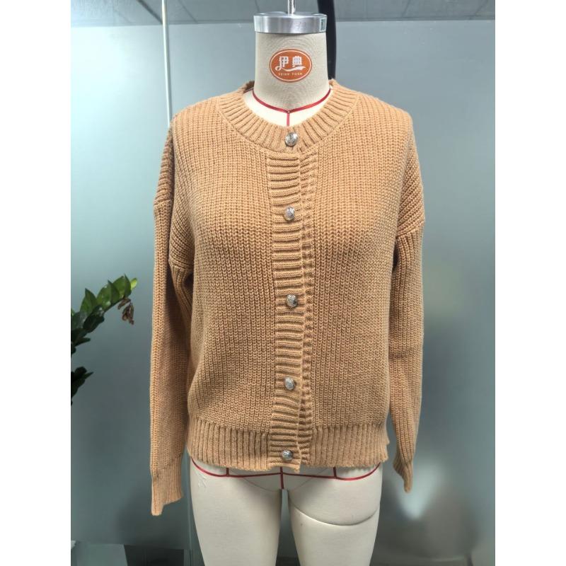 Women Solid Color Button Front Cardigan Long Sleeve Knit Sweater