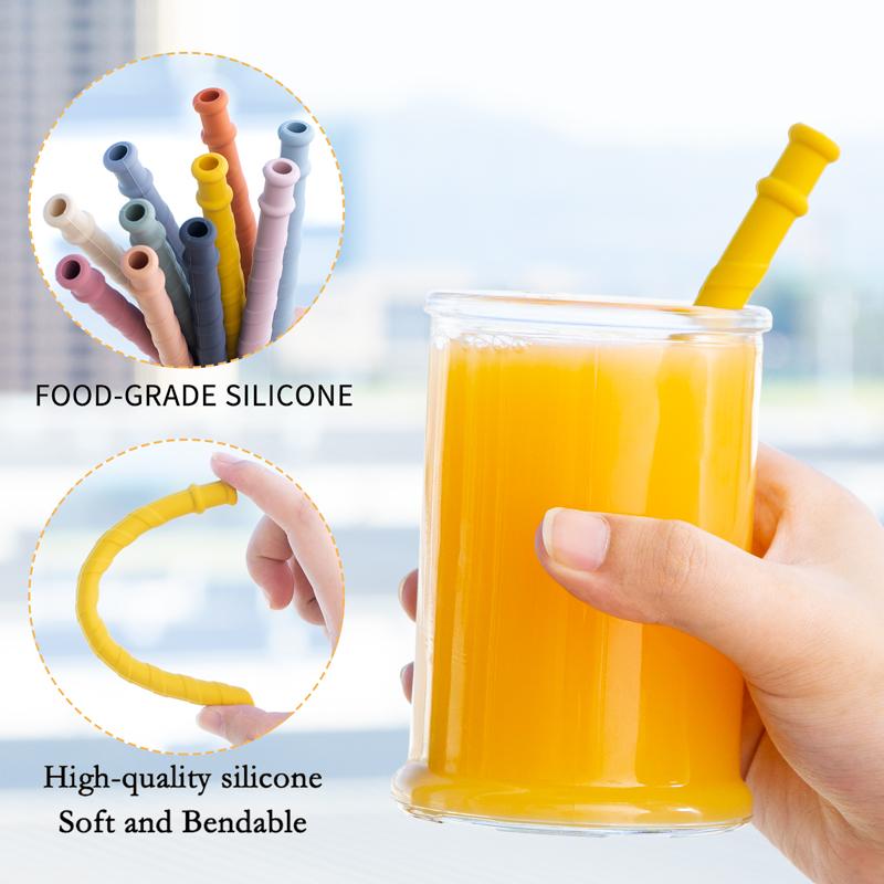 New BPA Free Reusable Soft Silicone Drinking StrawsTeething Infant Chewing Toy Long Flexible Straws For Feeding Cup Baby Stuff