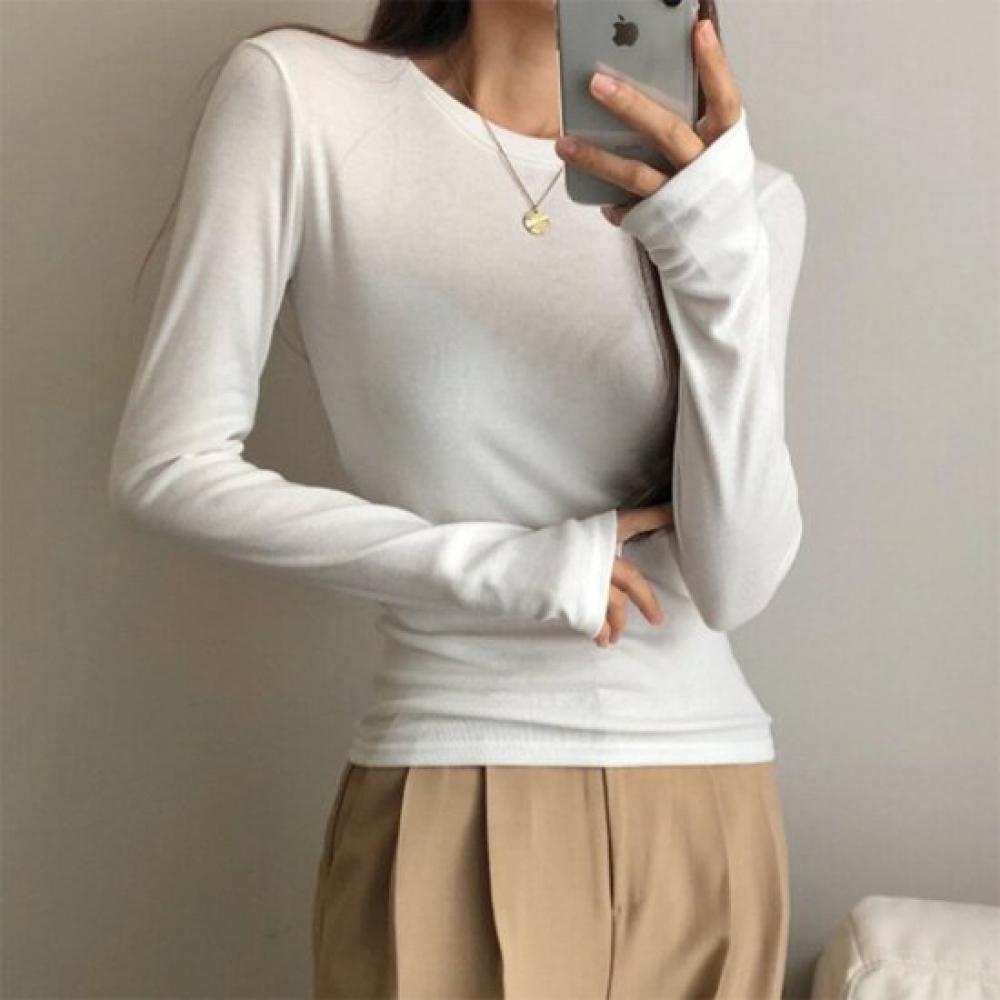 New Arrivals Open Run Women Slim Basic Long Sleeve T shirT