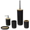 Bathroom Set Toilet Brush Dispenser Set of 5 Black Elements