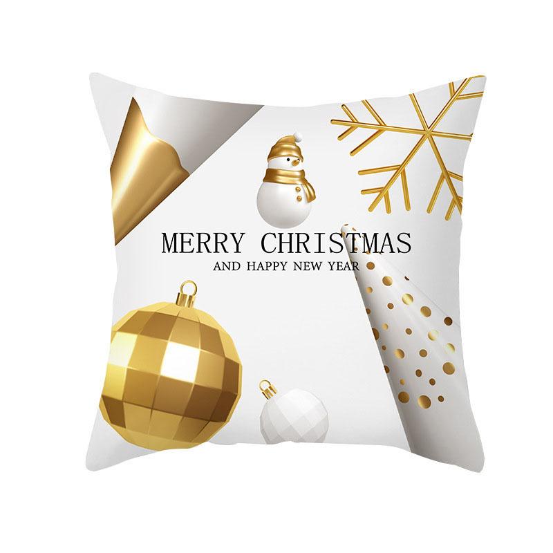 Home Christmas Decoration Pillowcase Merry  Platinum Ball Print  Living Room Sofa Cushion Cover Holiday Gift