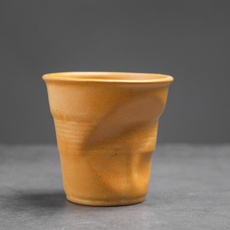 Creative Coarse Ceramic Coffee Cups Retro Irregular Folded Ceramic Mug 200ml 200mL оранжевый