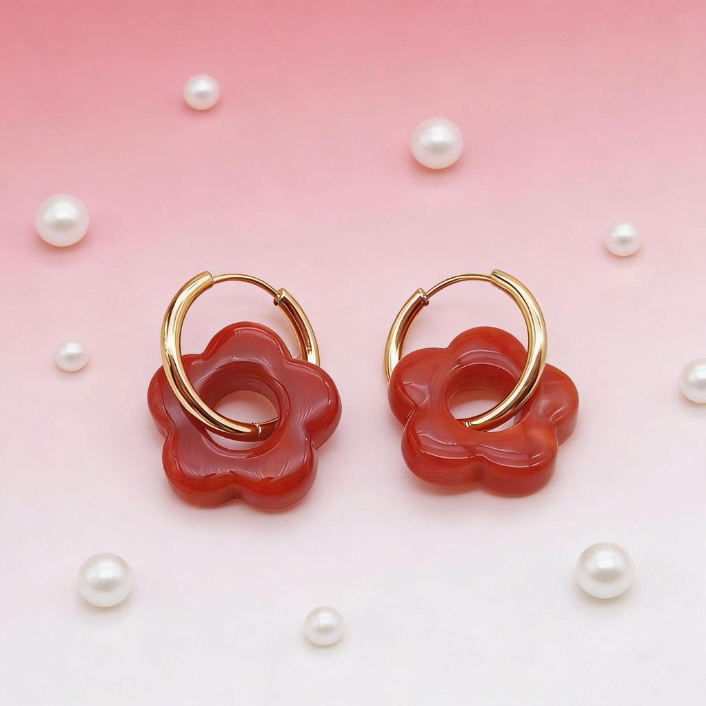 2025 Dopamine-Inspired Enamel Flower Hoop Ear Cuffs - Light Luxury Earrings