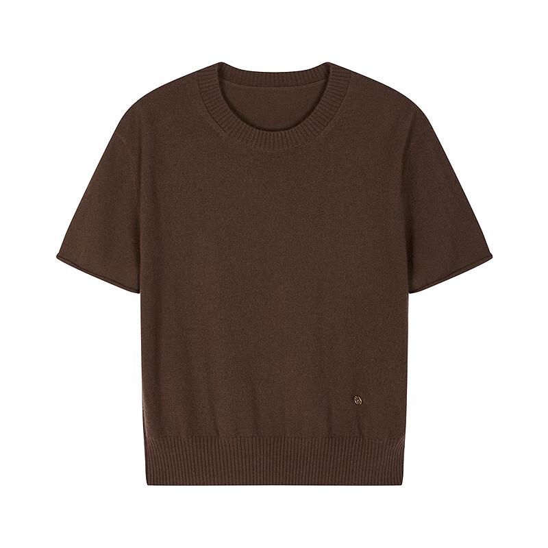 LESS 2025 Spring Cashmere Round Neck Short Sleeve Pullover