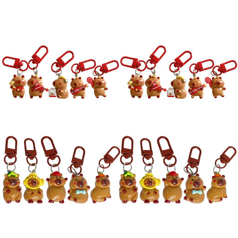 1-50pcs Kawaii Mini Capybara Keychains Cartoon Capybara Bright Bag Phone Keychains Cute Car Pendant Decoration Gift Keyring