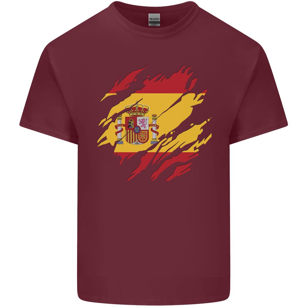 Torn Spain Flag Spanish Day Football Unisexs Light Cotton TShirt