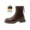 New Thick-soled Martin Boots Soft-sided Thick Heel Inner Heightening Velvet Women's Short Boots Rear Zipper Medium Tube Elastic Thin Boots