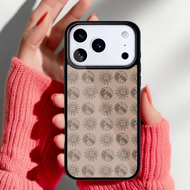 

Забавный чехол для телефона с лицом Солнца и Луны для iPhone 17 16 15 14 13 Pro Max Задняя крышка для 12 11 Pro Coque iPhone 15 Pro
