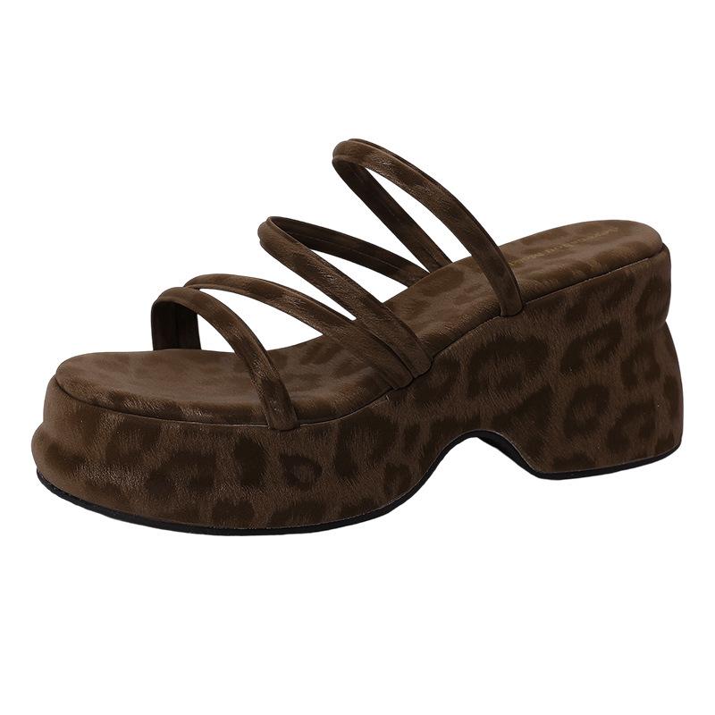 Modne buty Retro Cienkie paski Gruba podeszwa Kapcie Nowe Modne Sandały Damskie