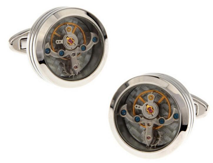Fabrieksprijs Retail Horloge Manchetknopen Voor Mannen Vintage Roestvrij Staal Uniek Horloge Uurwerk Ontwerp Manchetknopen gray