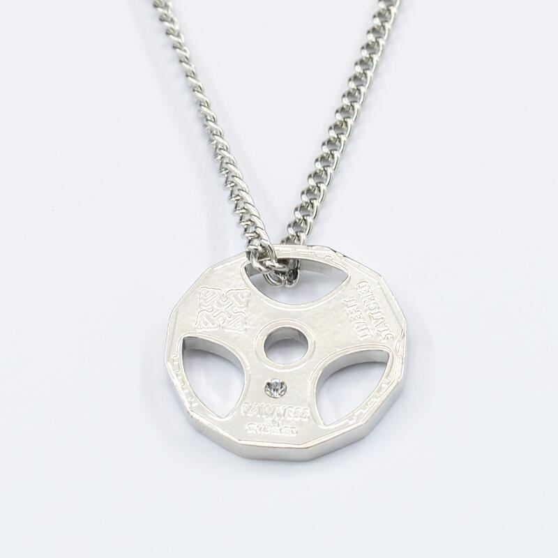 Pánský módní náhrdelník s přívěskem činky - Evropský/Americký fitness šperk K963