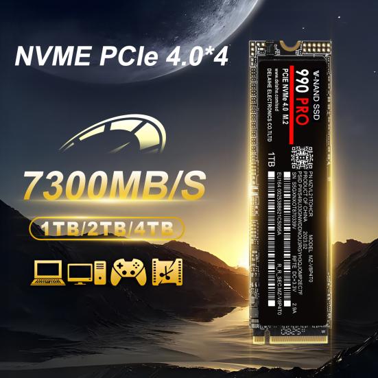 990 PRO PCIe 4.0 M.2 NVMe SSD Rychlost až 7300 MB/s Čtení 6800 MB/s Zápis 1/2/4 TB Interní SSD pro PC Laptop Stolní počítač