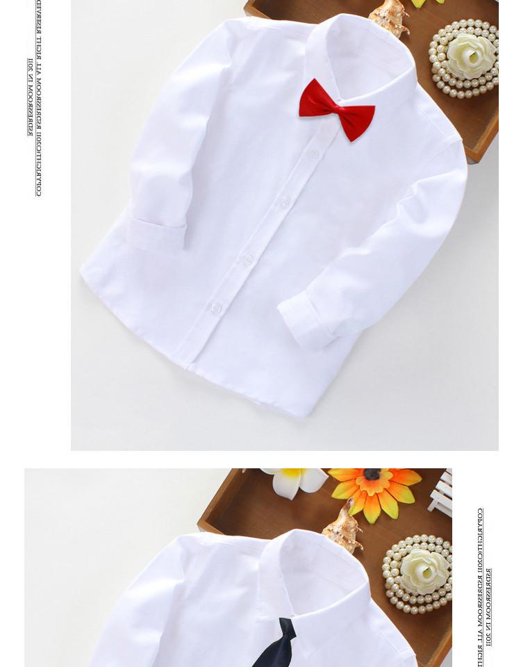 Dětská oděvní souprava: Bílá košile s dlouhým rukávem, Černé dlouhé kalhoty, Khaki dlouhé kalhoty a Chlapecká bílá košile s krátkým rukávem