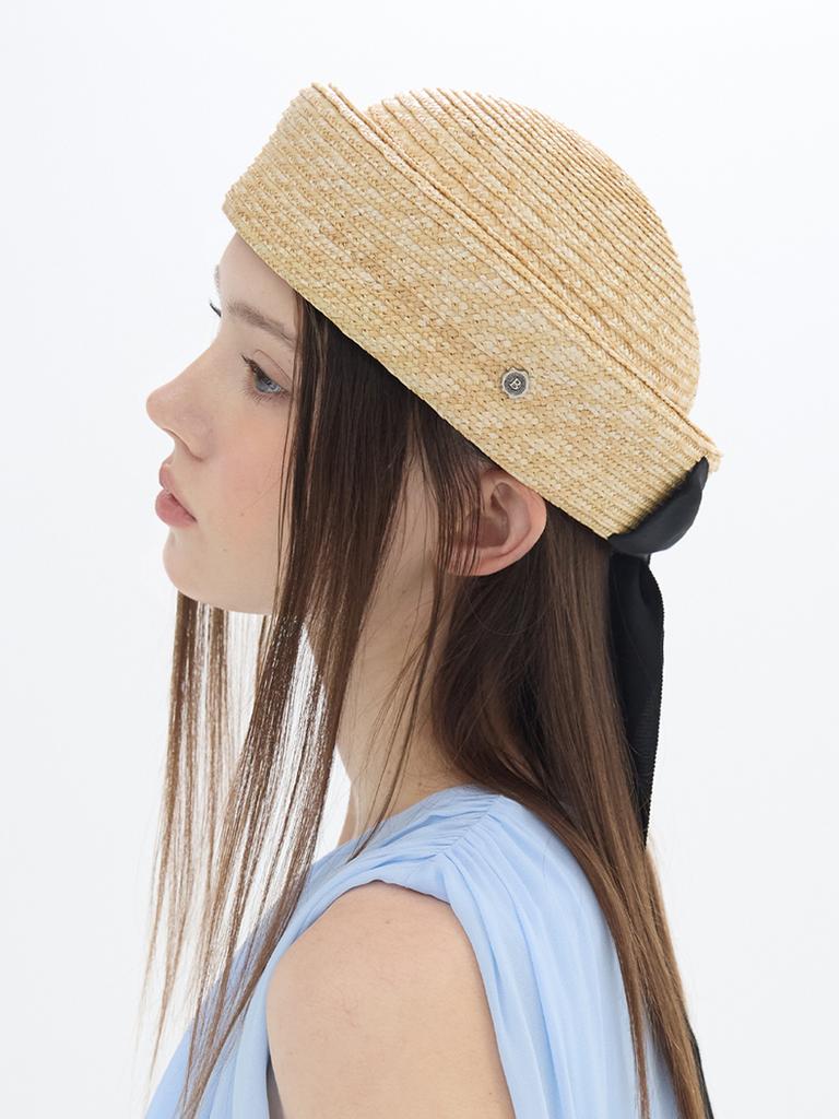 Beulaunhaes Back Ribbon Straw Beanie - Natural