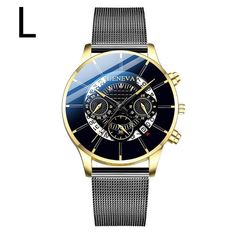 Alloy Mesh Belt Watch, Three-Eye Ultra-Thin Mesh Belt Fashion Casual Steel Belt Quartz Watch Men