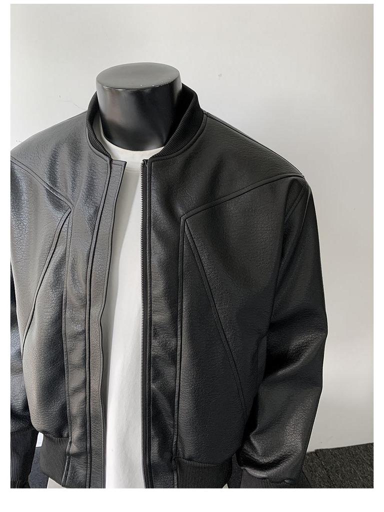 Men's American Retro Leather Jacket: Heavyweight, High-End Cool, Short Stand-Up Collar Bomber for Spring & Autumn
