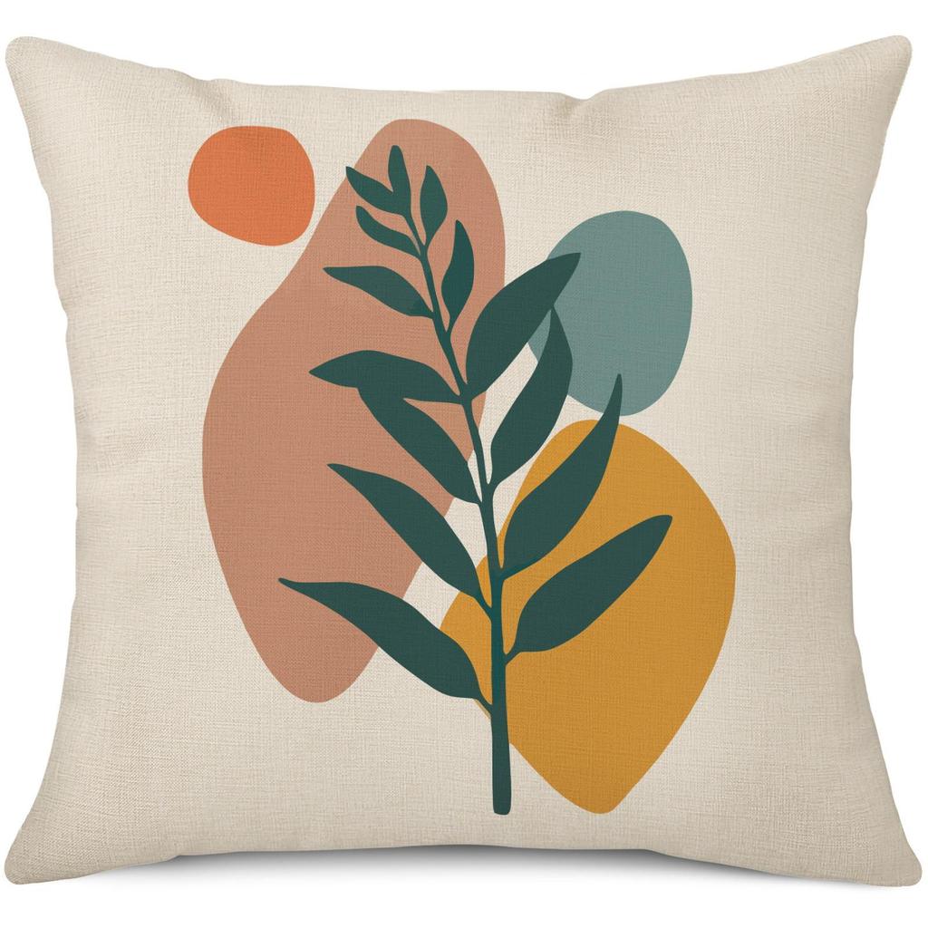 Printed Throw Pillow Case For Sofa Nordic Leaves Style Cushion Cover Pillow Case Home Decor 18 X 18 Inches