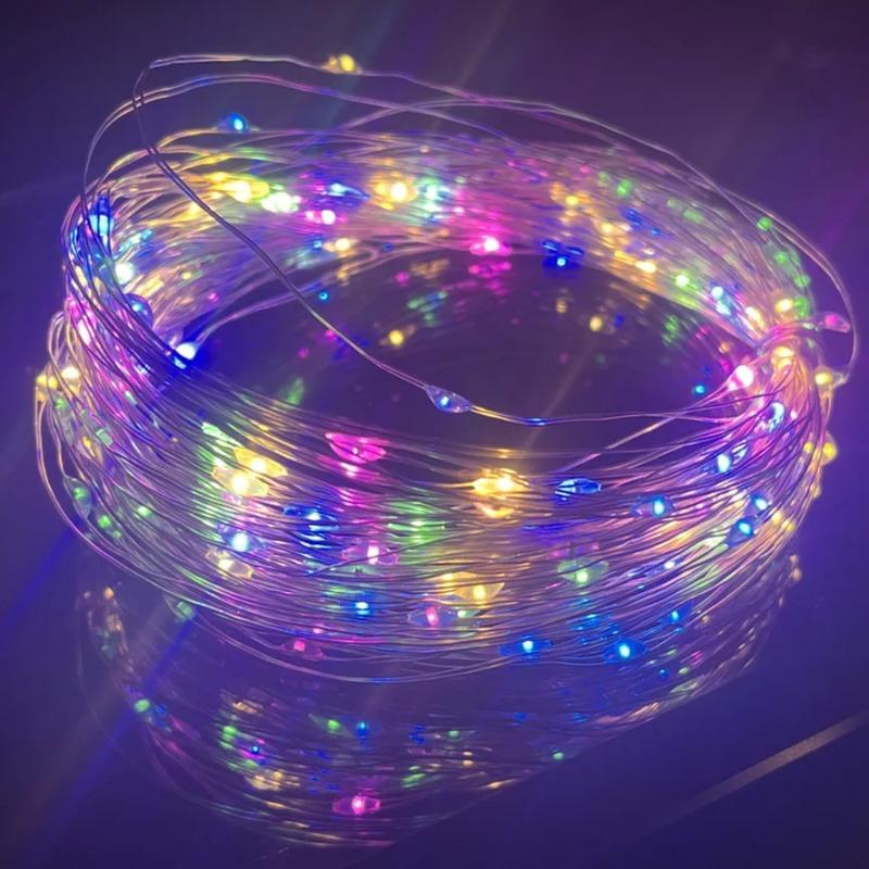 With battery LED String Lights Copper Silver Wire Garland Light  Fairy Lights Party Decoration For Christmas Wedding 1/2/3METER