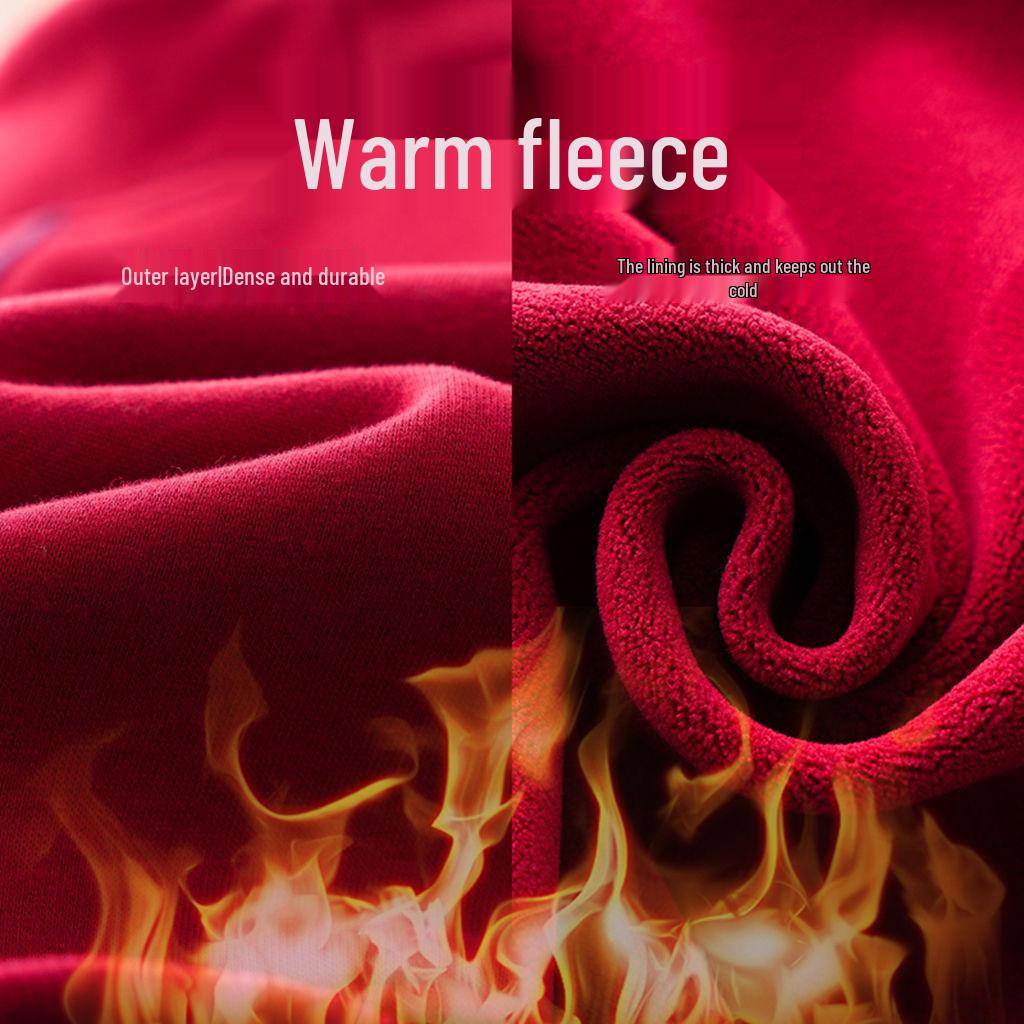Kids' Plush Red New Year Hoodie, High Neck Base Layer for Medium & Large Boys & Girls, Winter 2025 Edition.