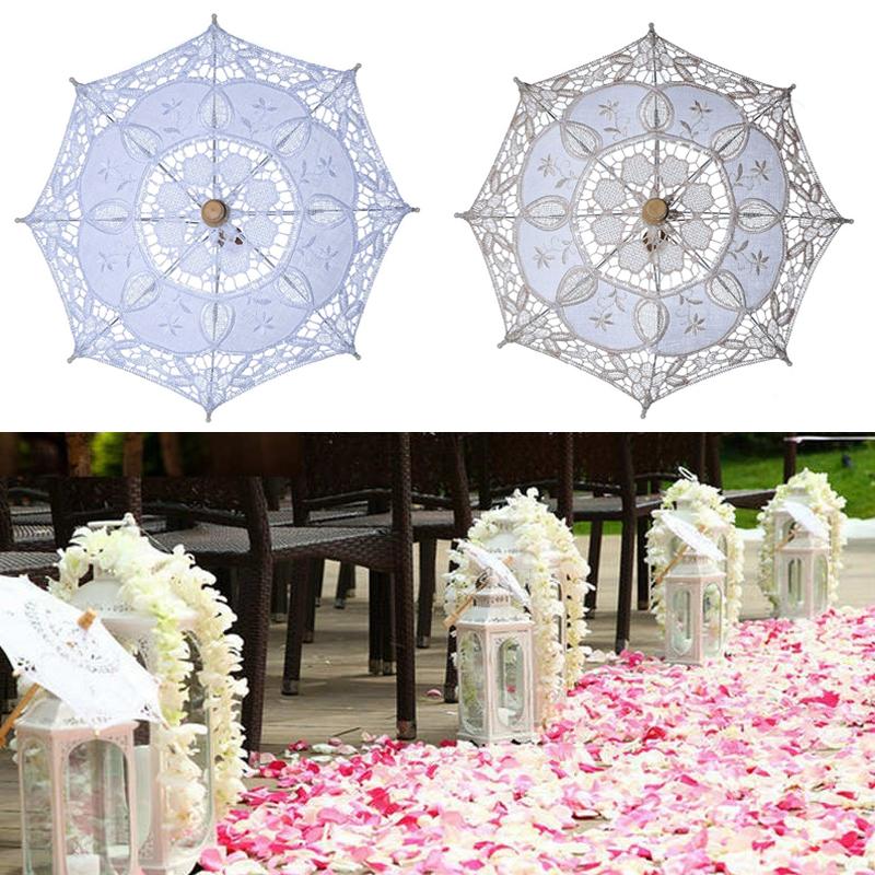 Lovely Wedding Party Women Photography Decoration Lace Umbrella Fashion Parasol Embroidered Bridal