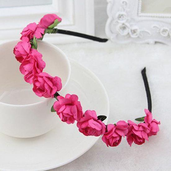 Rose Flower Crown Festival Headband Wedding Garland Floral Hairband Accessory