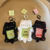 Korean Cute Animal Card Holder: Little Demon Cat Plush Keychain for Campus ID & Photos