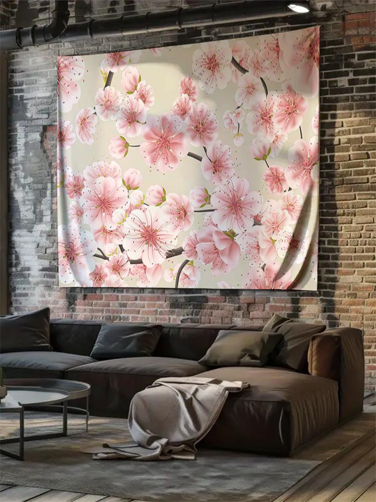 Pink Sakura Tapestry Romantic Bedroom Decor Fabric Floral Wall Hanging