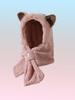 New Cute Fashion Young Ladies'  Teenager Soft Plush Winter Warm Thermal Travel Ski Party Scarf and Hat Set