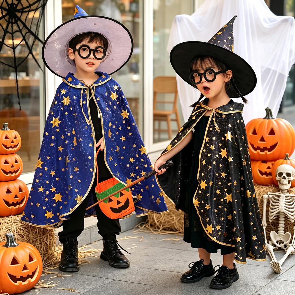 Halloween Children's Costumes Cape Boys Little Girls Cape Kindergarten Performance Area Costumes Magic Dress Up Props