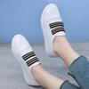 Zapatos De Mujer Women Classic Round Toe White Canvas High Quality Anti Skid Slip on Flat Shoes Lady Black Shoes A1457
