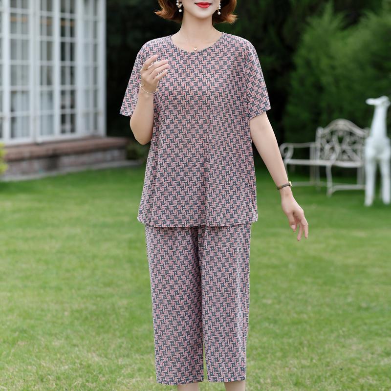 Women's Plus Size Summer Casual Set, Printed Top & Capri Pants (3XL-7XL)