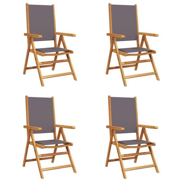 VidaXL Garden Reclining Chairs Set of 4 Fabric and Solid Wood, Garden Seat, Patio Chair, Dining Chair of 3214541