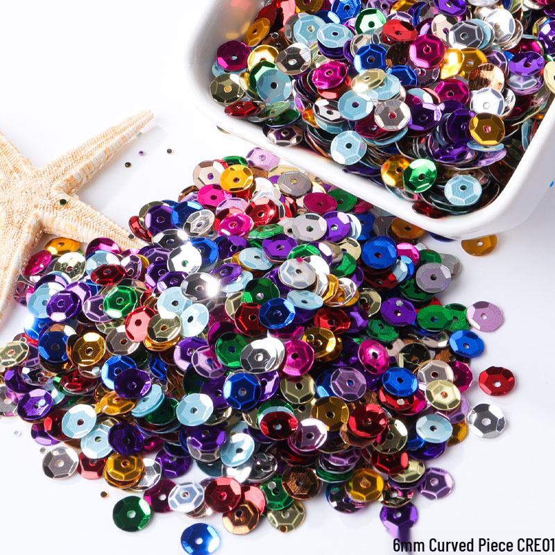 6mm Iridescent Silver Sequins: Laser Embossed Curved Pieces for DIY Embroidery, Wedding Dress Accessories, and Craft Ornaments.