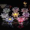 Kristall-Lotus-Glas-Kerzenhalter - Mehrfarbiges Ornament, Ewige Butterlampe für Heimdekoration