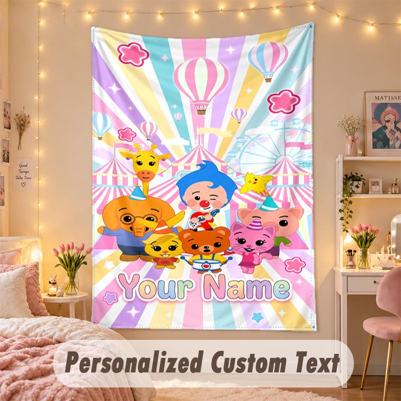 Benutzerdefinierter personalisierter Wandteppich, El Payaso Plim Plim Druck Benutzerdefinierter Name Text Wandkunst zum Aufhängen für Schlafzimmer