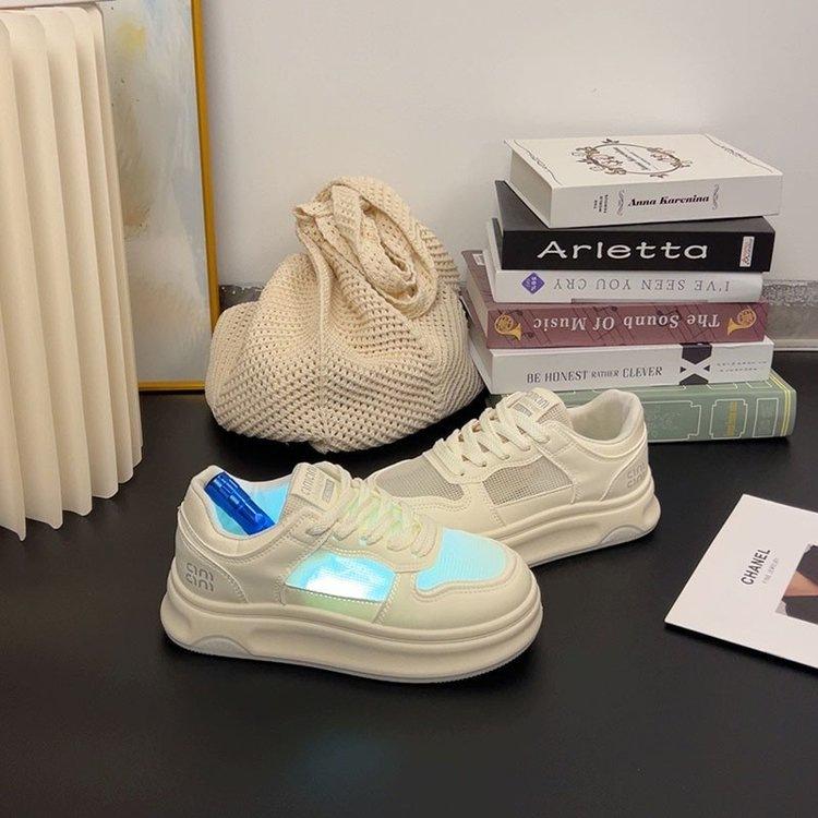 Little white shoes women's 2025 new shoes spring thick-soled heightened mesh board shoes popular versatile casual shoes with skirts