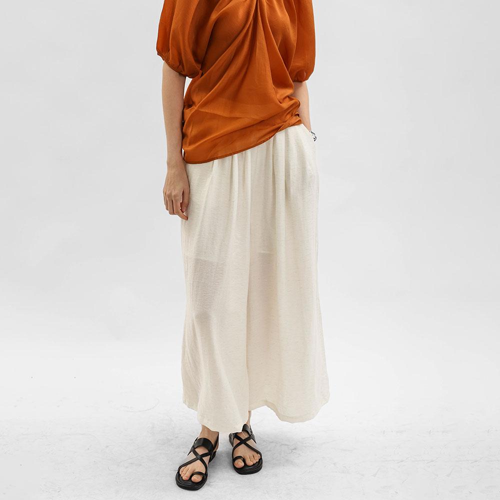 WEDNESDAY DELIGHT Wd_Crinkle Wide Leg Pants_Ivory