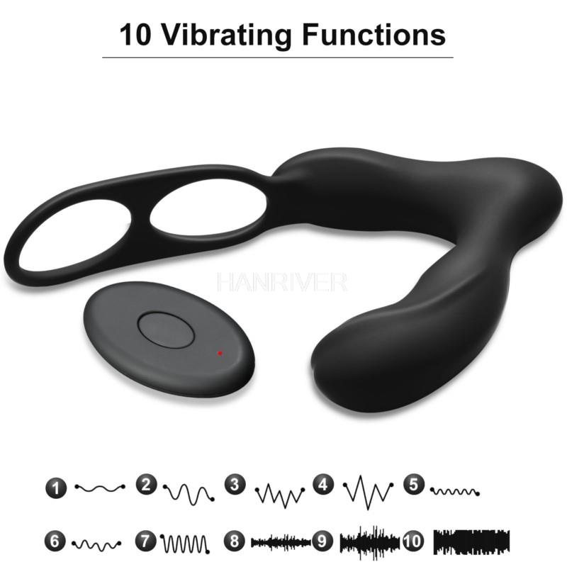 Wireless remote control prostate 10-band male anal anal plug double ring lock fine ring sex toy male prostate massage vibrator