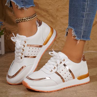 Fashion White Platform Sneakers for Women 2025 Spring Lightweight Lace Up Sports Shoes Woman Non Slip Pu Leather Casual Sneakers