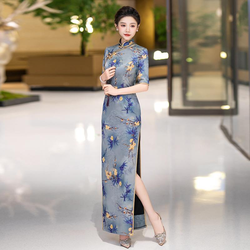 New Chinese cheongsam skirt, improved version of retro Republic of China style dress, elegant temperament, slim and thin cheongsam dress
