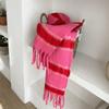 Plush Tassel Shawl Colorful Cashmere Scarves Classic Stripe Wool Scarf  Girl