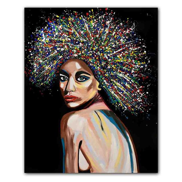 New Nordic Graffiti Art Figure Canvas Painting Unique Hairstyle Fashion Model Poster Office Living Room Home Decoration Mural No Frame