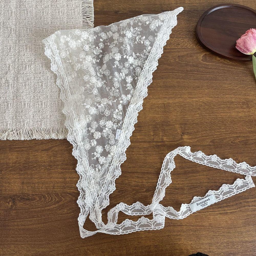 Embroidered Lace Triangle Scarf Ethnic Style Embroidered Flower Scarves Lace Headband  Travel